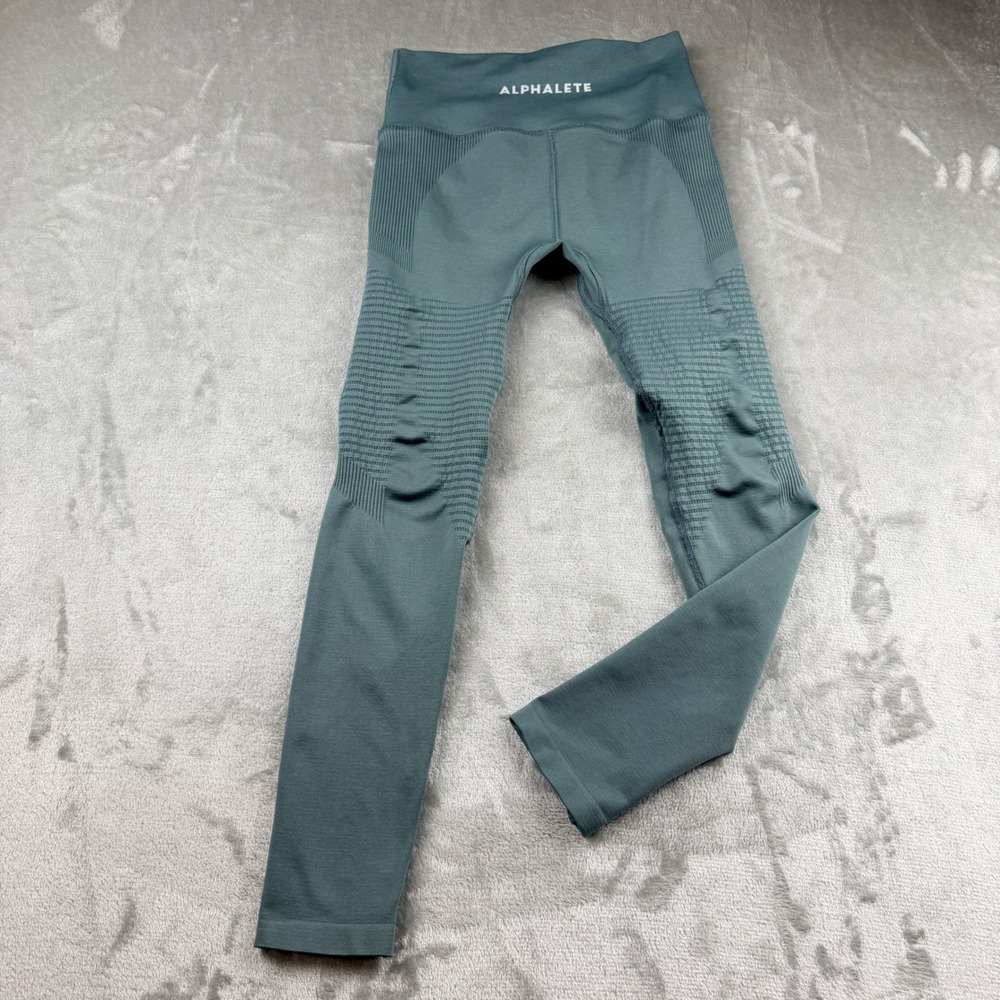 Alphalete Women's Medium Green Seamless High Rise‎ Compression Yoga Gym Leggings